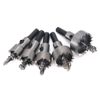 

5Pcs Carbide Tip HSS Drill Bit Saw Set Metal Wood Drilling Hole Cut Tool For Installing Locks 16/18.5/20/25/30mm With Wrenches