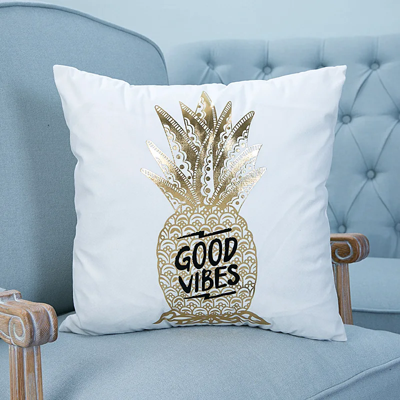 

Super Soft Pineapple Lovely Letter Bronze Hot Silver Pillow Cover Cotton Car Sofa CushionCovers For Valentine's Day Gifts Decor