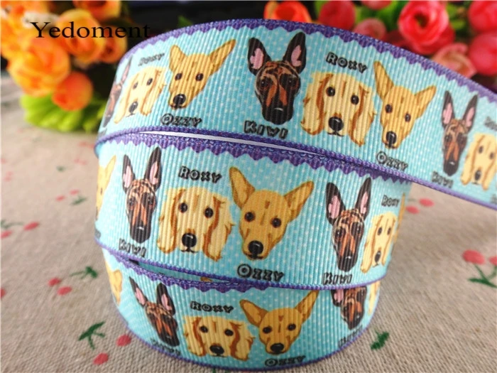 Dog Printed Grosgrain Ribbons Animal Ribbon Hair Accessories Crafts Decor