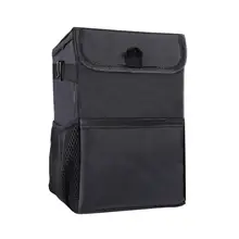 Авто автомобильная корзина для мусора сумка с крышкой Премиум водостойкий мусорный мешок для подголовника с 3 карманами для хранения Коробка для хранения