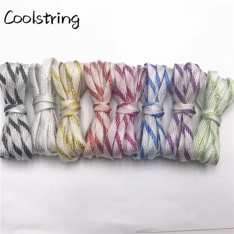 

Coolstring 7mm Double Layer Shinning Colorful Glitter Shoelaces Long Shoe Laces White Black Red Gold Silver Shoestring 60-180cm
