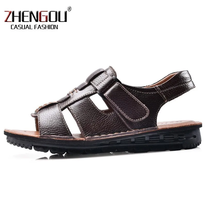 ZHENGOU/летние сандалии, сандалии из воловьей кожи и balata, дышащие, повседневная обувь 6662 года и удобная обувь для папы