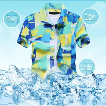 

ZACOO Men Short Sleeve Printing Quick Dry Loose Beach Shirt