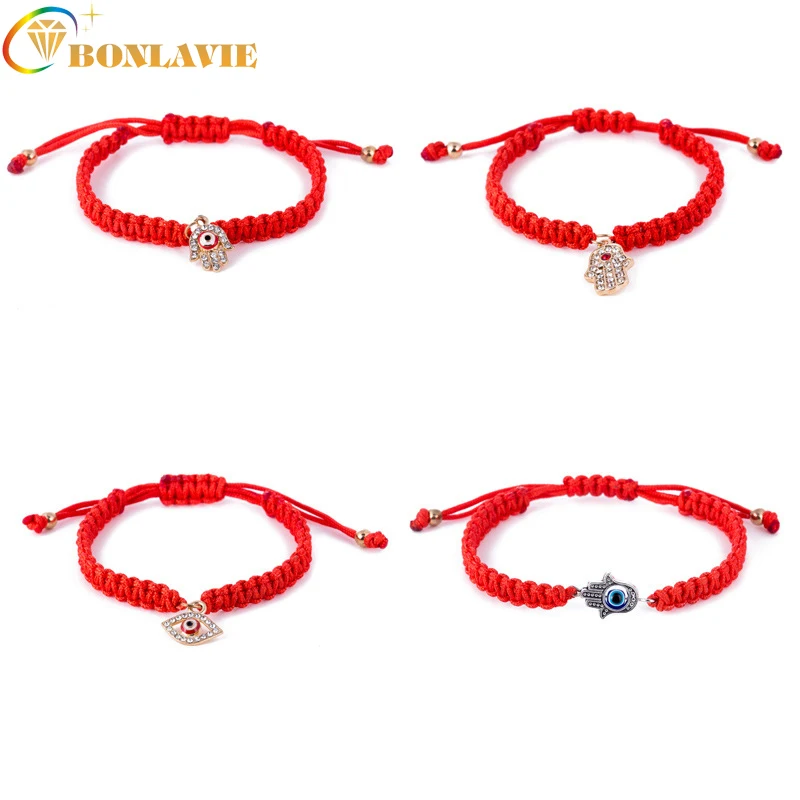 

Classic Turkey Evil Eye Hamsa Hand Charms Bracelet Red String Rope Braided Bangles Bracelets For Women Men Adjustable Length