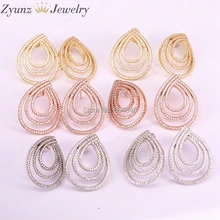 5 пар ZYZ338-0904 капли воды Ясно CZ серьги гвоздики для женщин Свадебные украшения