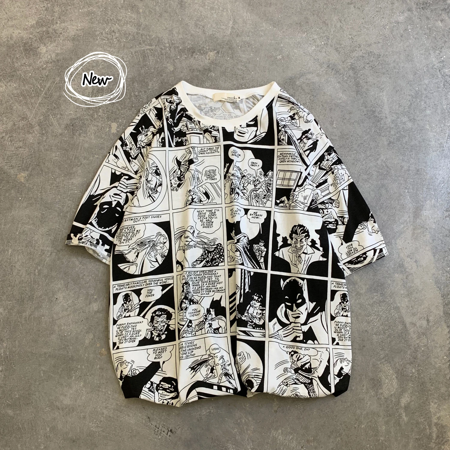 

Men's T-shirt 2019 summer new comics printed loose short-sleeved T-shirt personality trend handsome hip-hop youth men's clothing