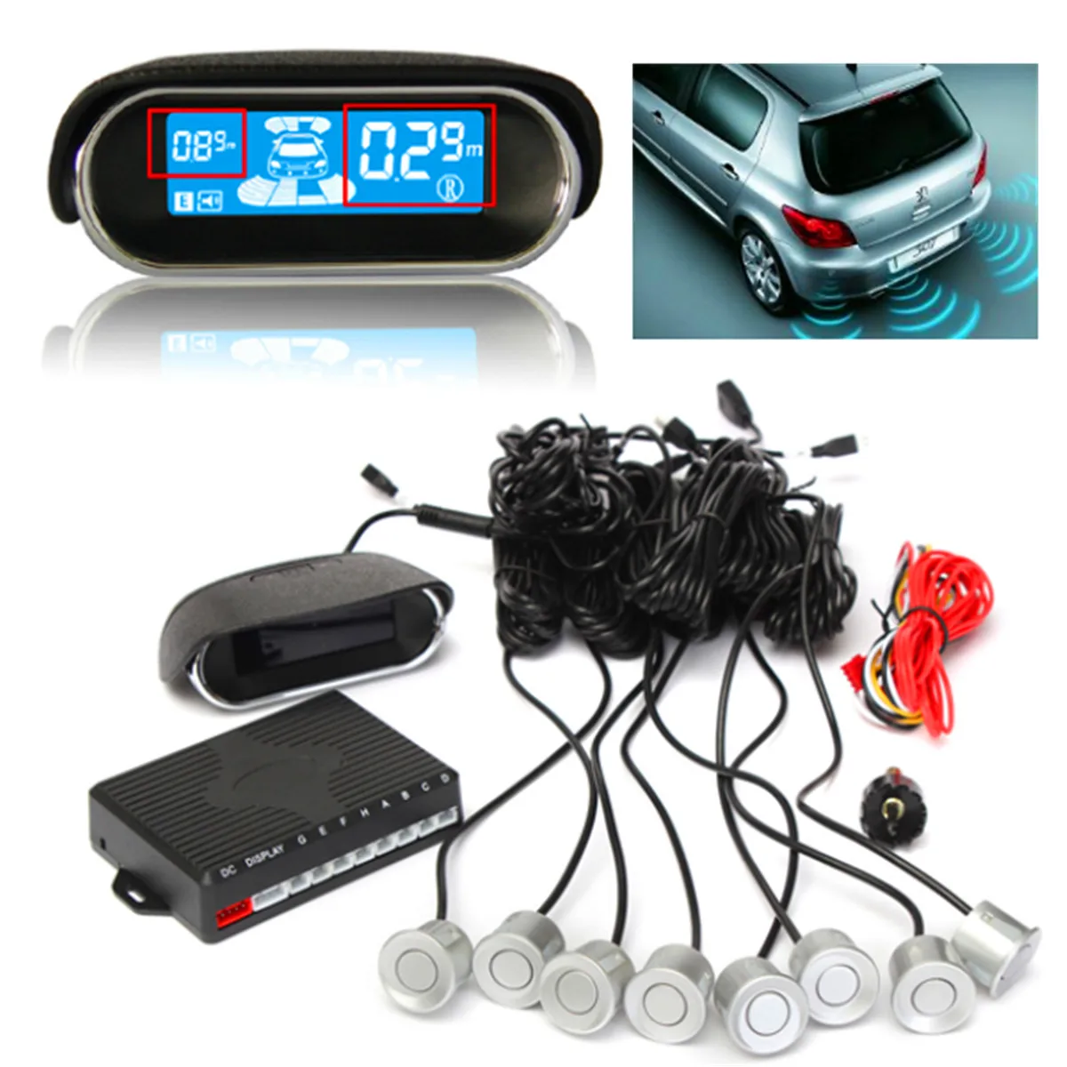 Sensores de aparcamiento para coches Radar de respaldo inverso de aparcamiento con 8 sensores pantalla de visualización de automóviles Parktronic para BMW