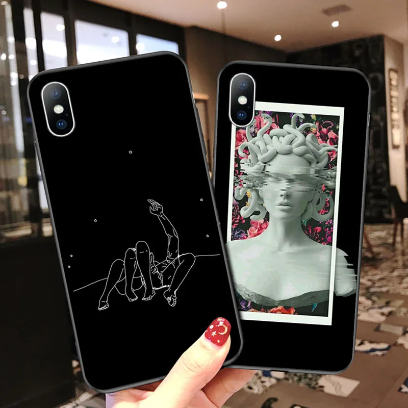 

Moskado Abstract Art Statue Phone Case For iPhone X 7 8 XR XS Max 6 6s Plus 5 5s SE Flowers Soft TPU Silicone Back Cover Cases