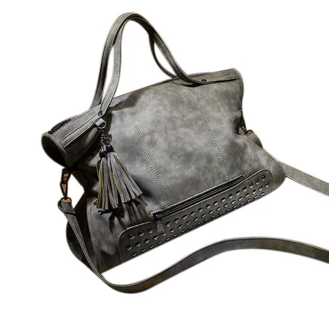 برشام خمر بو حقيبة الإناث الأزياء حقيبة مزيّنة بشريط جلدي النساء حقيبة كتف أكبر أعلى-حقائب بيد السفر حقيبة