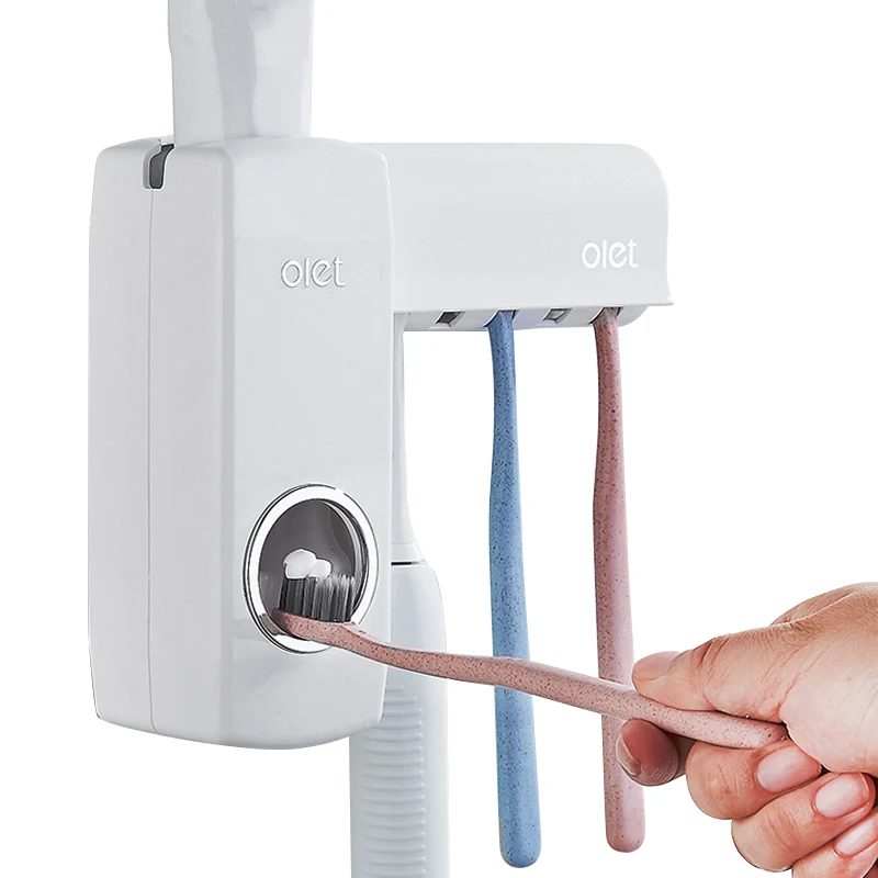 Olet 1 Set Creative Automatic Toothpaste Dispenser With Toothbrush Holder Bathroom Water Resistant Sticky Squeezer | Дом и сад