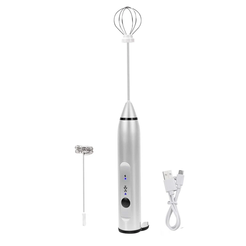 

Rechargeable Electric Milk Frother With 2 Whisks, Handheld Foam Maker For Coffee, Latte, Cappuccino, Hot Chocolate, Durable Dr