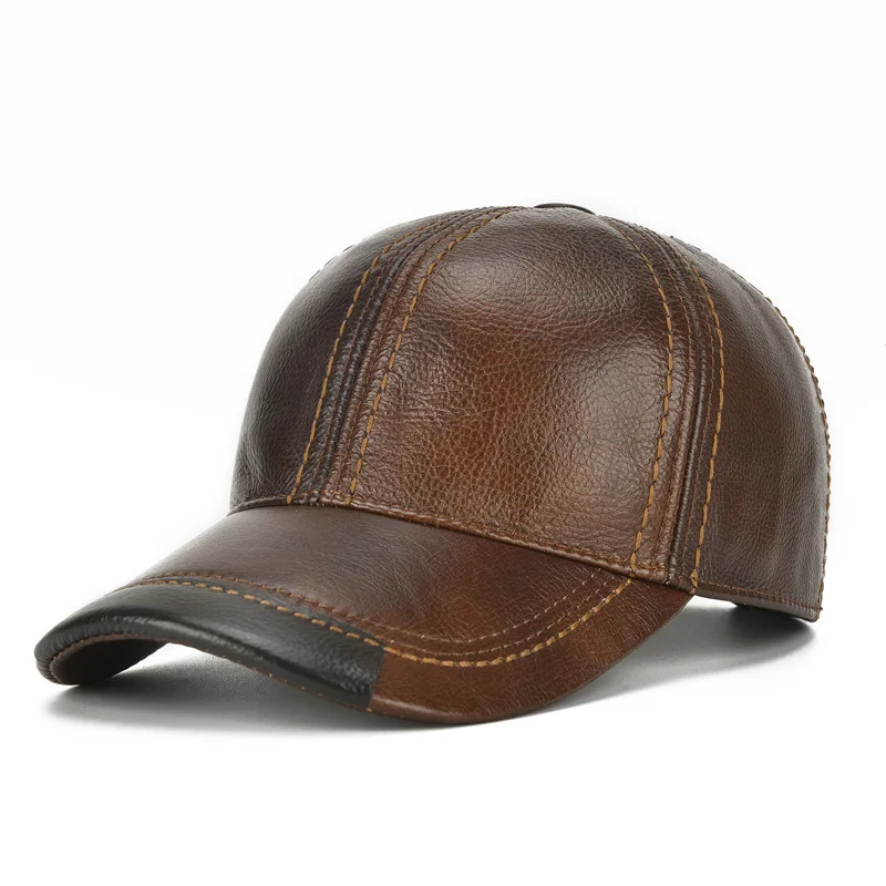 Cowhide Baseball Caps for Men Autumn Winter Hat,Retro Male Visor Sun Caps Chapeu for Dad Gift Cowhide Baseball Caps for Men Autumn Winter Hat,Retro Male Visor Sun Caps Chapeu for Dad Gift