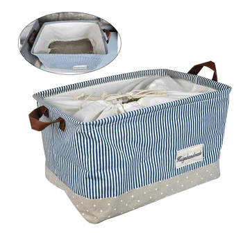 

Storage Box Home Laundry Clothes Toy Basket Folding Storage Bin Organizer Stripes Design 38x26x23cm