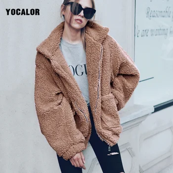 

Hip Hop Tops Streetwear Oversize Loose Mink Teddy Coat For Parka Women Winter Faux Lamb Fur Female Basic Jacket Plus Size Furry