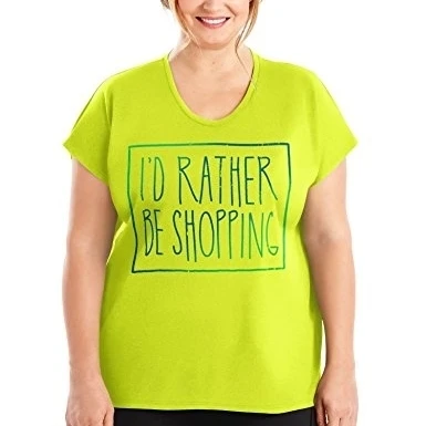 Просто мой размер 617914219833 Active Dolman Sleeve Graphic Tee Id Rather Be Shopping EAC 2XL| |