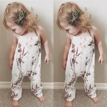 PUDCOCO/летний костюм ползунки комбинезон с цветочным рисунком для маленьких девочек