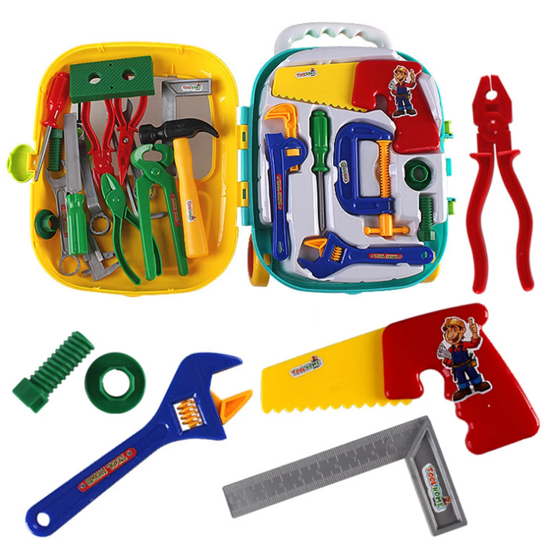 26Pcs Children Role Play Engineer Playset Pretend & Play Educational Toy with Draw bar Box for