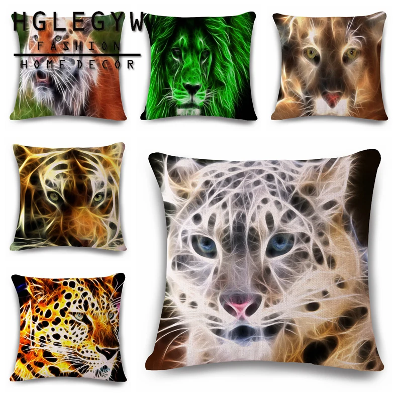HGLEGYW Chameleon Lion Pillow Case Throw Pillowcase Cotton Linen Printed Pillow Covers for Office Home Textile HGLEGYW Chameleon Lion Pillow Case Throw Pillowcase Cotton Linen Printed Pillow Covers for Office Home Textile