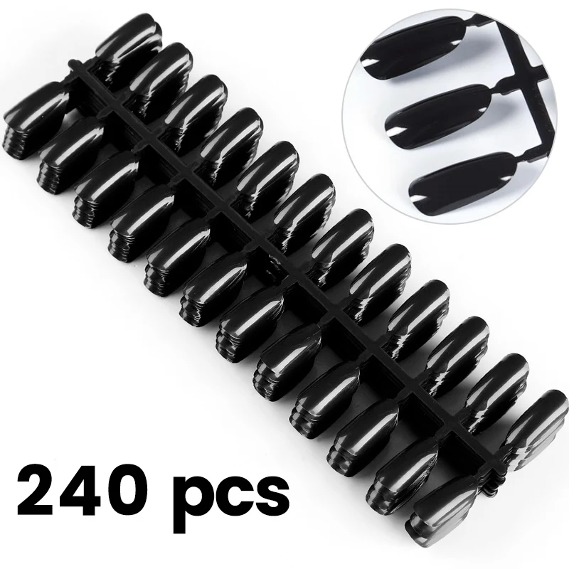 

240pcs Nails Art Palette False Nail Tips Nature Clear Black White Nail Art Display Practice Acrylic UV Gel Tool Manicure