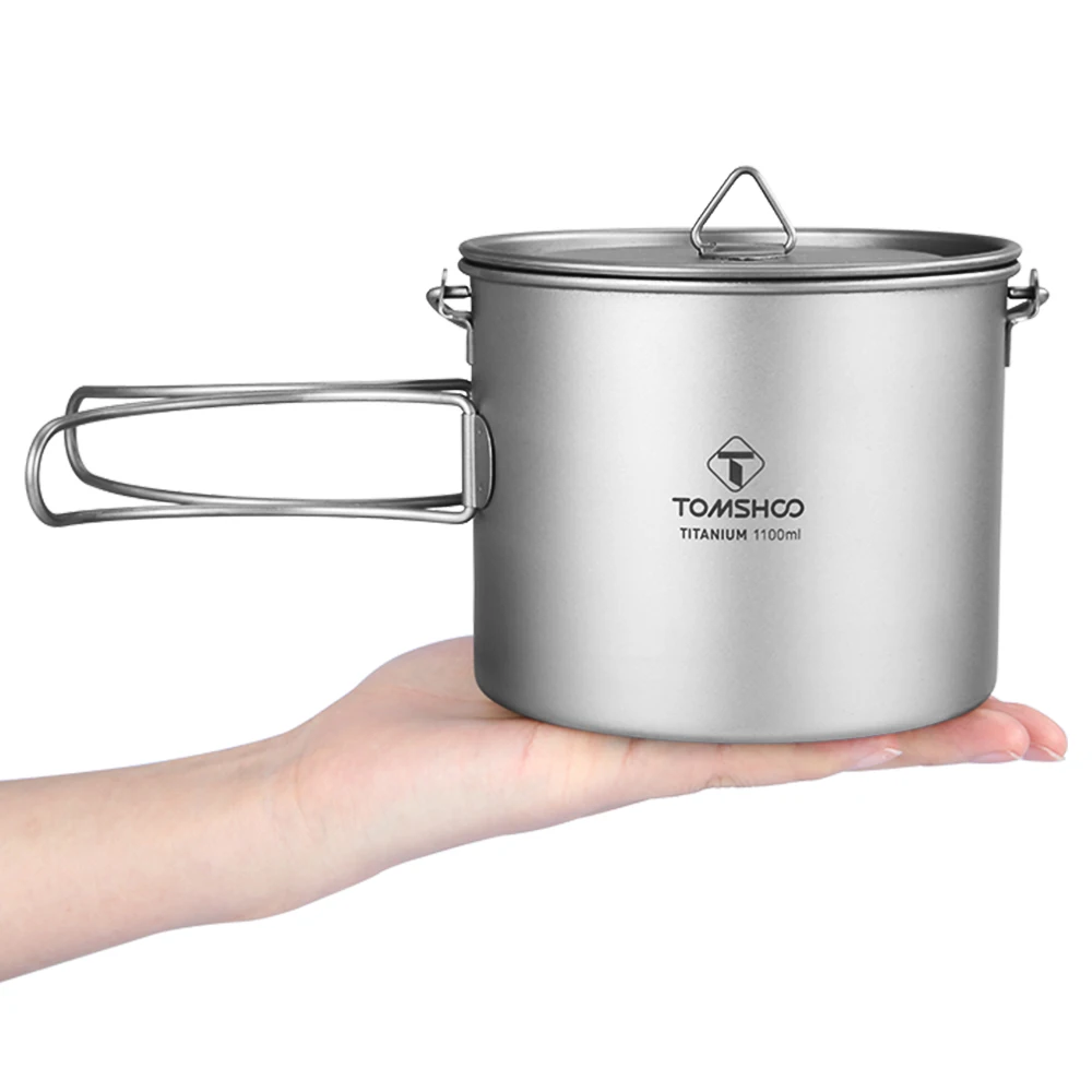 TOMSHOO 1100ml Titanium Pot Outdoor Sports Outdoor Cup Camping Hiking Cup Outdoor Camping Activity Cups