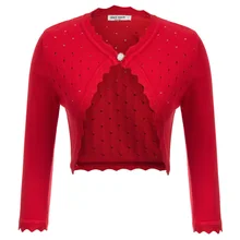 GK женский тонкий жакет Топы 3/4 рукав одна пуговица Болеро Вечерние Элегантные Короткие выдолбленные Вязанные пальто кардиган