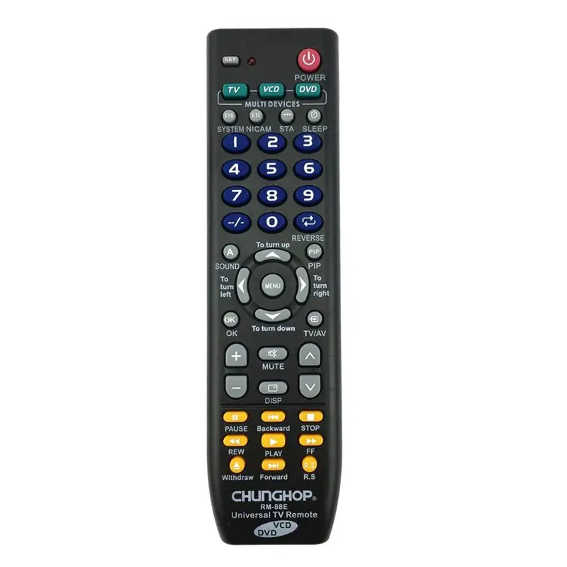 

CHUNGHOP Universal Remote Control 1PCS RM-88E TV/VCD/DVD 3 in 1 USE FOR SONY SAMSUNG TOSHIBA PANASONIC SANYO SHARP LG AIWA 3D