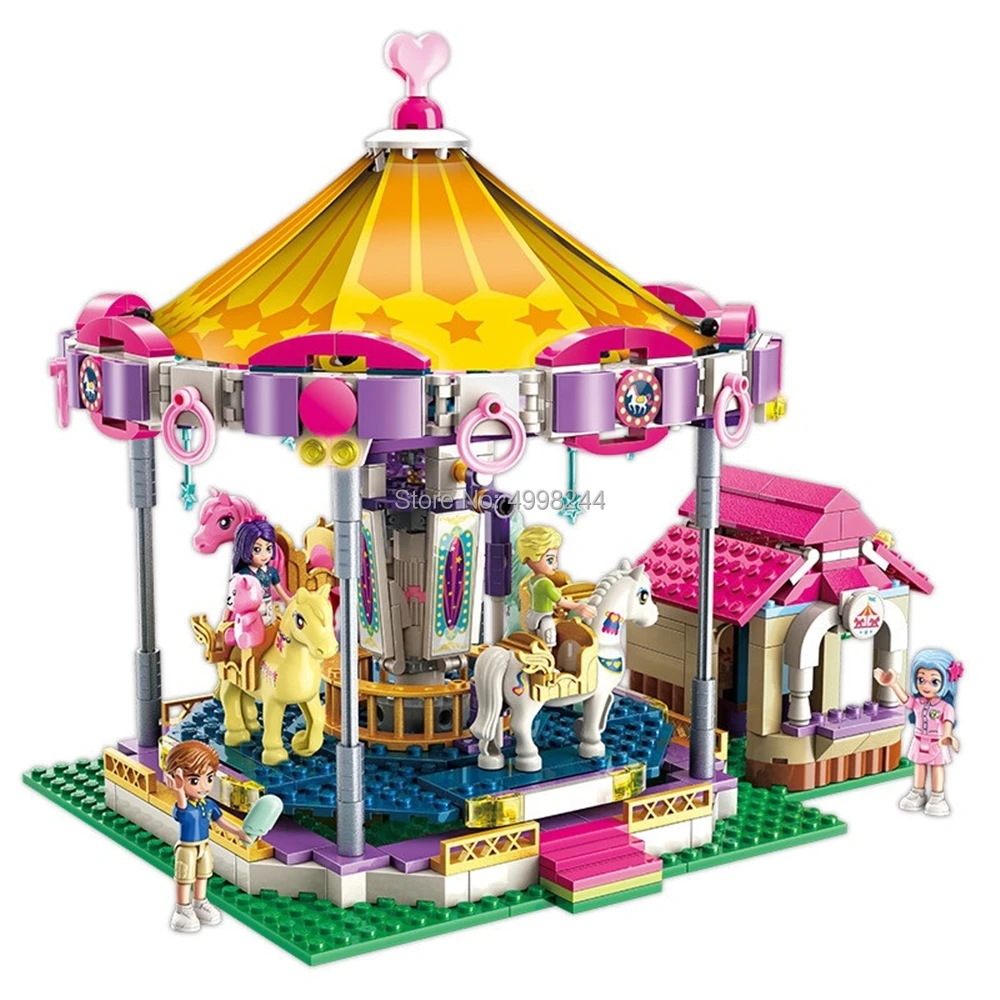 

2016 646pcs City Girls Friends Amusement Park Princess Fantasy Carousel Enlighten Building Blocks Bricks Toy