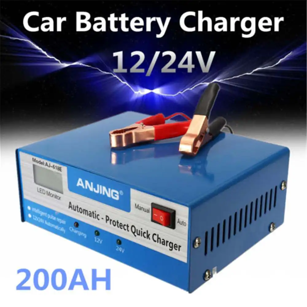 

AJ-618E 12V/24V 150V-250V 200AH Lead Acid Battery PWM Car Battery Charger Applicable to Five Charging Modes Digital Repairing