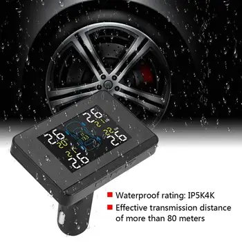 

Car TPMS Tyre Pressure Monitoring System LCD Cigarette Lighter USB Charger w/4 Internal Sensors Black Waterproof Fuel Saving