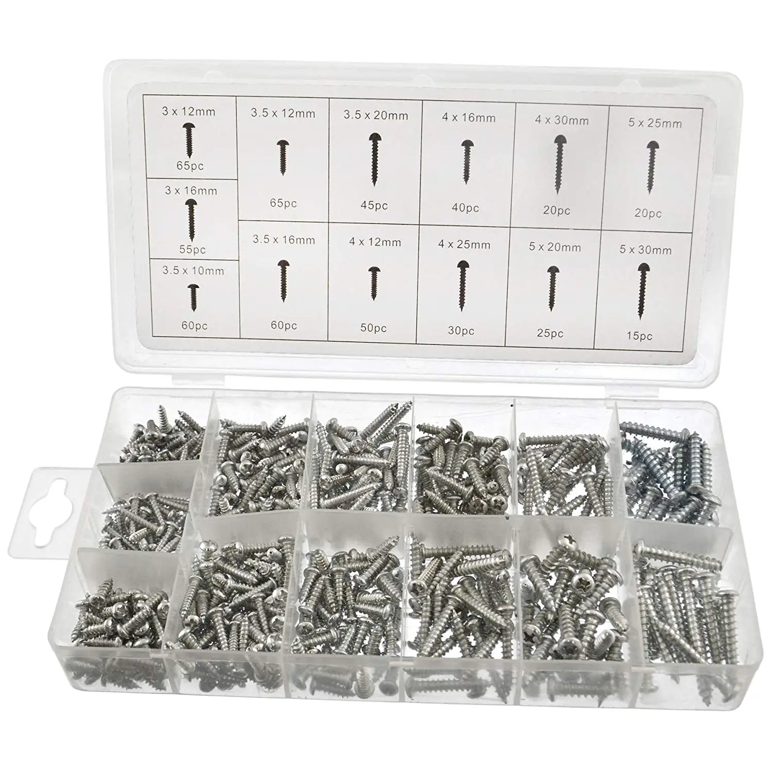 

CNIM Hot 550 piece Metric Sheet Metal Self Tapping Screw Assortment kit