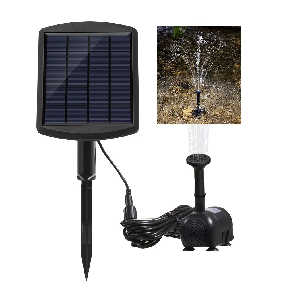 

Houkiper Solar Power Panel Landscape Pool Garden Fountains Pluggable Solar Power Decorative Fountain 6V 1.8W Water Pump
