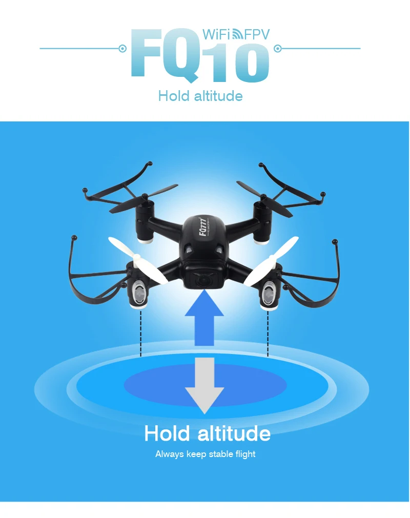 F18047 FQ777 FQ10 WiFi Drone with 720P Camera RTF 6-axle Gyro RC Quadcopter 2.4GHz Mini Pocket Drone Dron FPV RC Helicopter