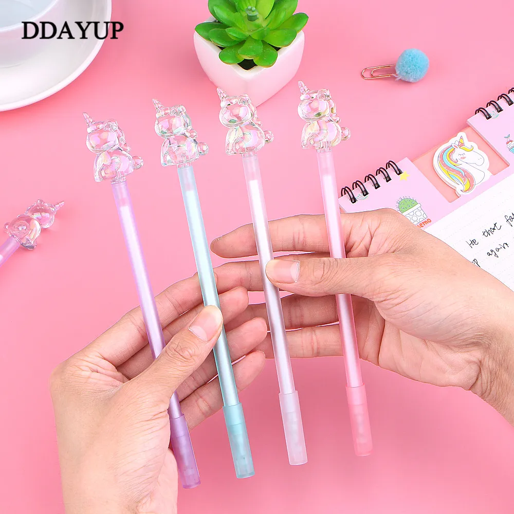 

2Pcs/lot Crystal-Headed Unicorn Cartoon Gel Pen Signature Pen Escolar Papelaria School Office Supply Promotional Gift