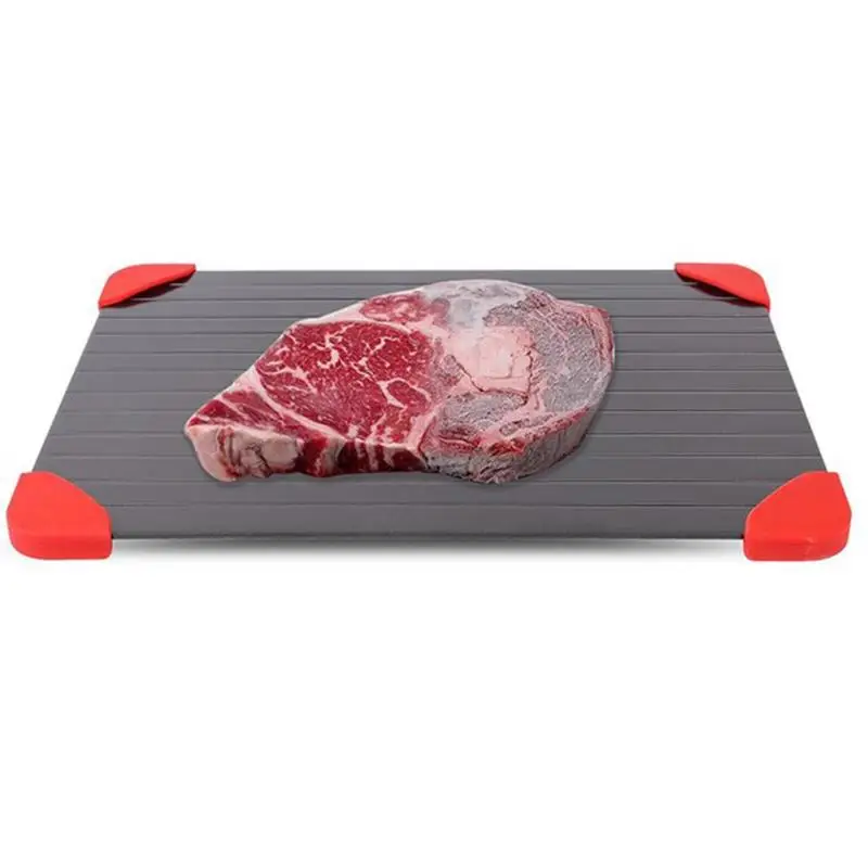 Rectangle Fast Defrost Tray Thaw Frozen Food Meat Fruit Quick Defrosting Plate Board Kitchen Gadget Tools with Silicone Pads