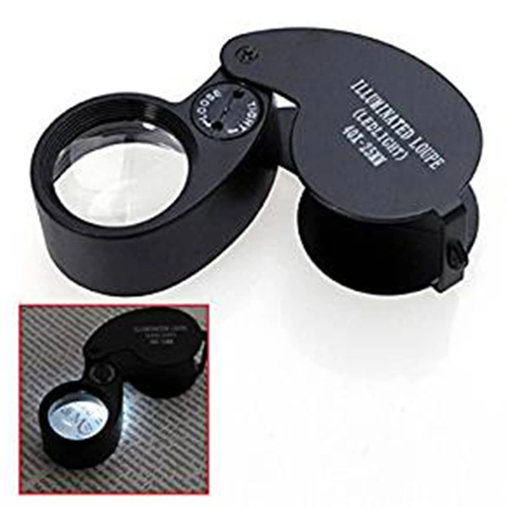 40X Magnifier LED Light Jewelry Magnifying Glass Aluminium Alloy