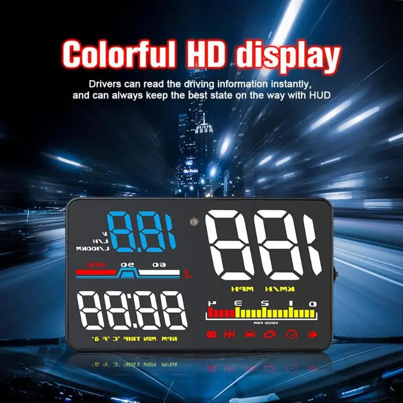 

5Inch OBD2 US Overspeed Warning System Car HUD Head Up Display Projector Windshield Auto Car Electronic Voltage Alarm Machine
