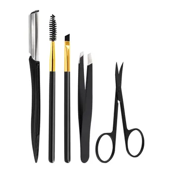

5pcs Eyebrow Trimming Tool Practical Stainless Steel Portable Trimming Set Eyebrow Grooming Shaping Kit for Girls Women Men