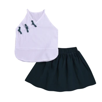 

Girls Chinese style clothing set Kids national wind cotton Top+Black tutu Skirt 2pcs suit Baby girl princess costume 3-7Year