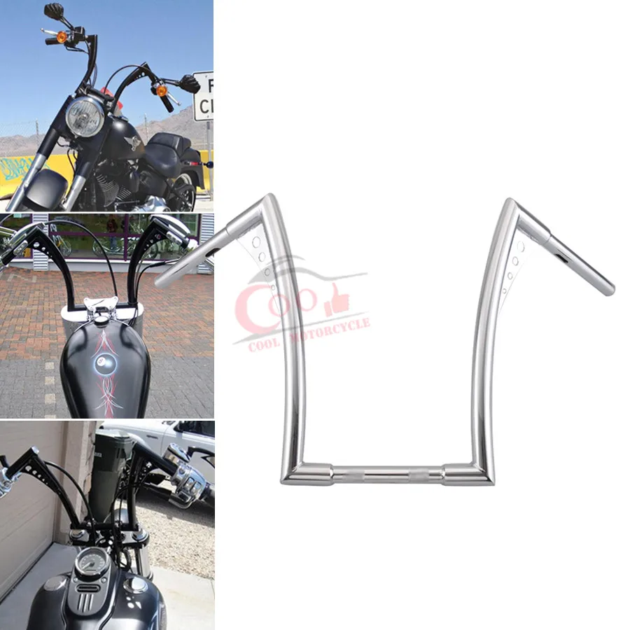 HTTMT HB08-8 Inches Rise 4 Inches Pullback Ape-Hanger Z-Bars 1 inch Handlebars Compatible with XL Sportster Dyna Bobber 
