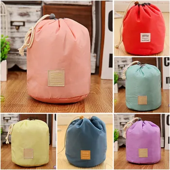 

Travel Bucket Bag Simple Portable Bucket Cosmetic Bag Travel Cylinder Bag