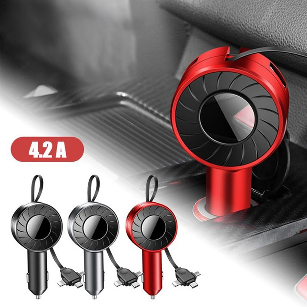 

3 in 1 Charger Multiple Charging Cord Adapter with Micro USB Lighting Type-C Port Connectors Fast Charging Car Charger