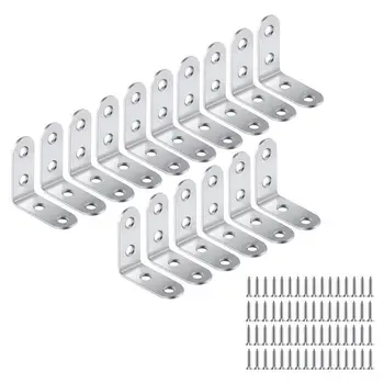 

16 pcs Equerre de Coin - 40mmx40mm 90 Degree Right Angle Fastening Plugs Stainless Steel L Corner Shaped Braces with 64pcs Scr