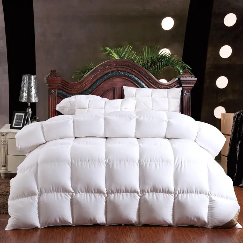 100% goose down winter quilt comforter blanket duvet filling cotton cover twin single queen supper king size yellow white 48