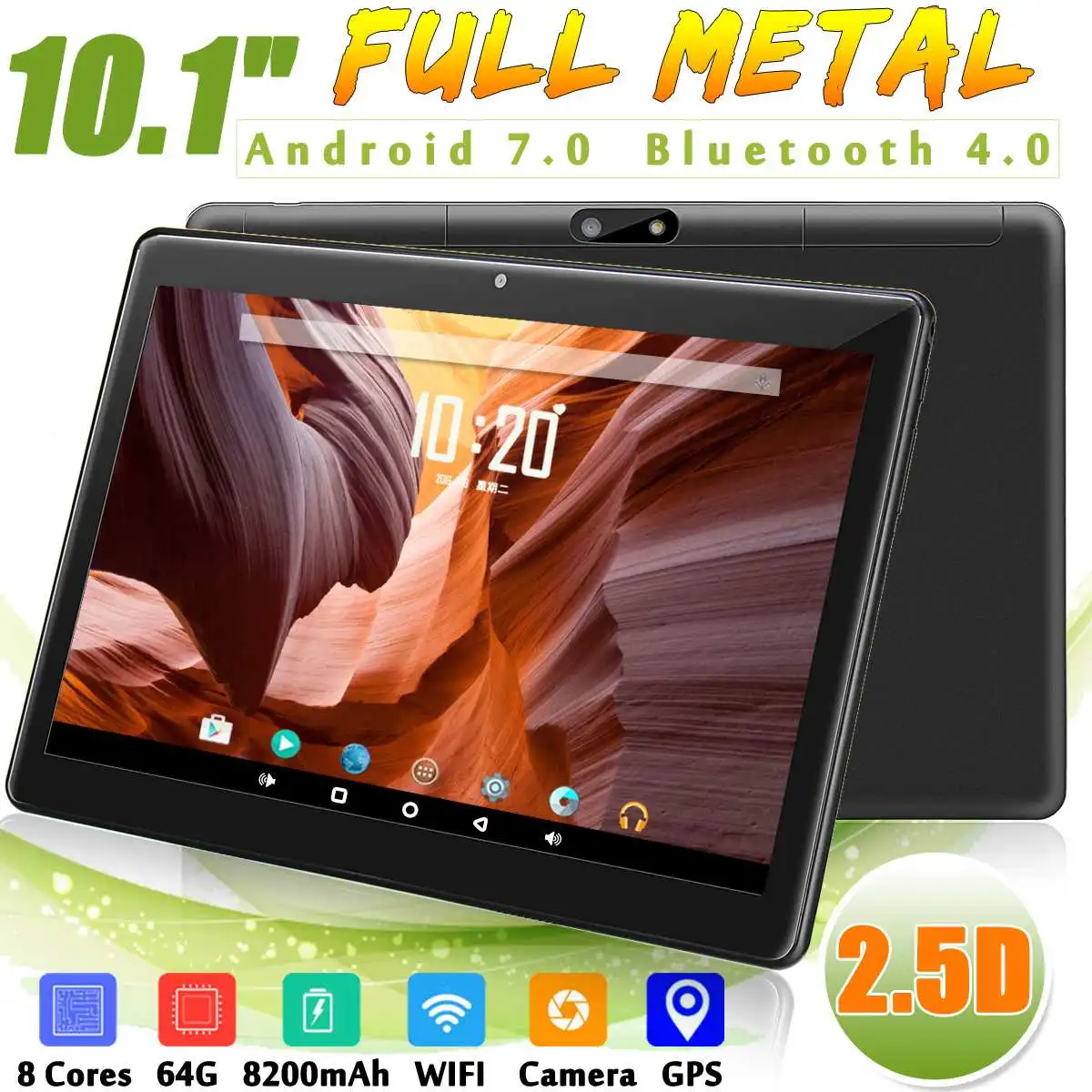 

10.1 Inch 4G Bluetooth 4.0 64GB for Android 7.0 GPS Tablet PC Octa Core HD WIFI Dual Card/Camera Curved Screen Kids Gift Tablets