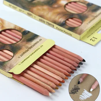 

12 Colors Professional Soft Pastel Pencils Artist Wooden Drawing Colored Pencils Skin Tints Pastel Sketching School Art Supplies