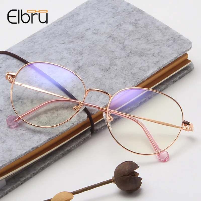 

Elbru Popular Metal Round Large Frame Glasses Unisex Decorative Spectacles Lightweight Clear Lens Retro Eyewear