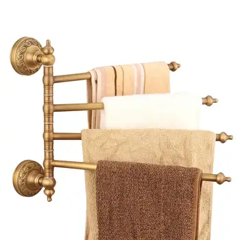 

Retro Copper Towel Rack Rotatable Antique Brass Bathroom Shelf Towel Holder Towel Bar Household Supplies (4 Tiers)
