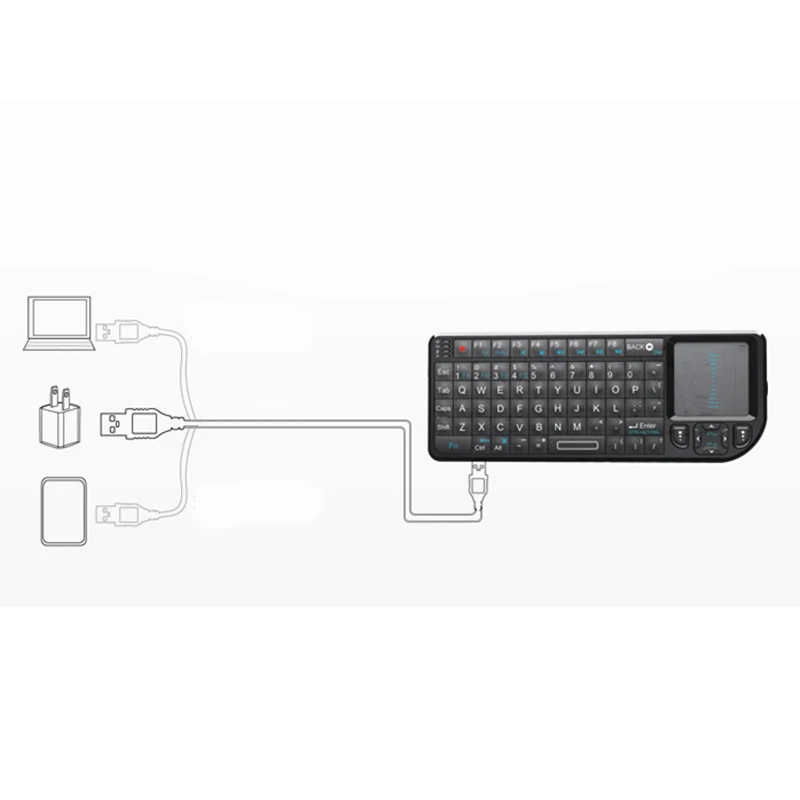 Беспроводная мини клавиатура с тачпадом 2 4 ГГц подсветка для Smart TV Samsung LG Android ТВ