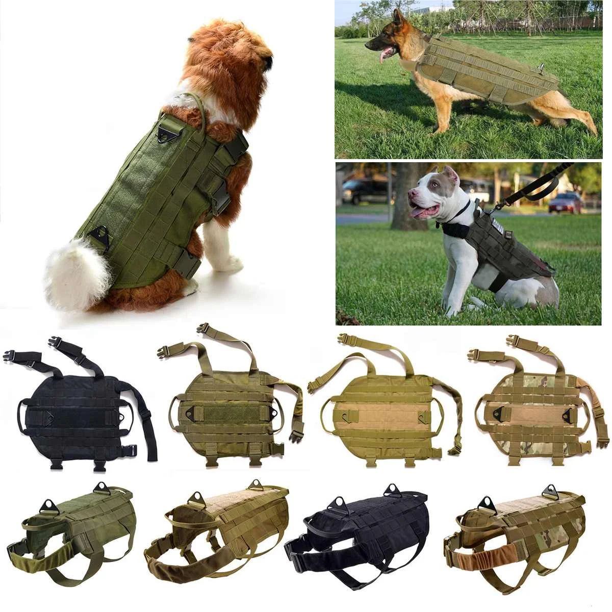 Military Tactical Dog Modular Harness With No Pull Front Clip Law