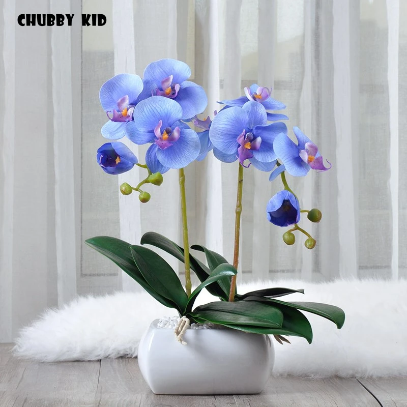 

Real touch High simulation Phalaenopsis flowers arts artificial orchid suit decorative small orchids bonsai ikebana orquideas